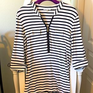 Calvin Klein Women’s Zip Front 3/4 Sleeve Blouse.
